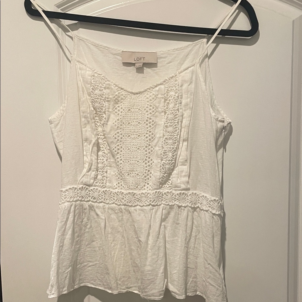 FREE with purchase LOFT white linen beach Lace Camisole Top 8